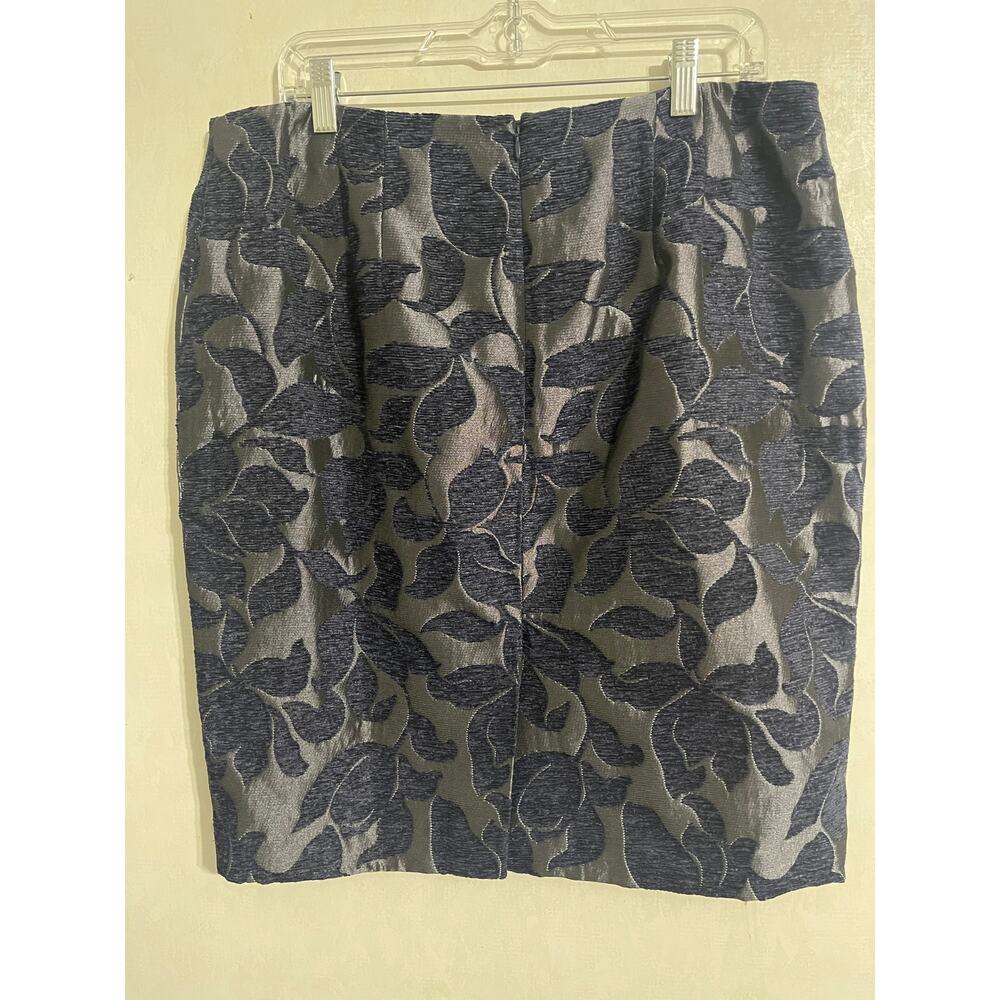 Ann Taylor Factory Blue & Gray Floral Brocade Lined Skirt Size 14